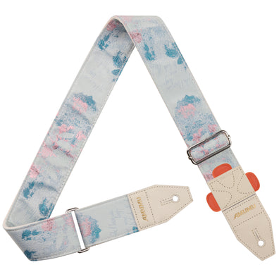 AMUMU Guitar Strap Watercolor Dreams Style, Top Grain Leather Ends, Quick-Fetch Pick Holder, Heavy-Duty Metal Buckle CO37P-BP-R